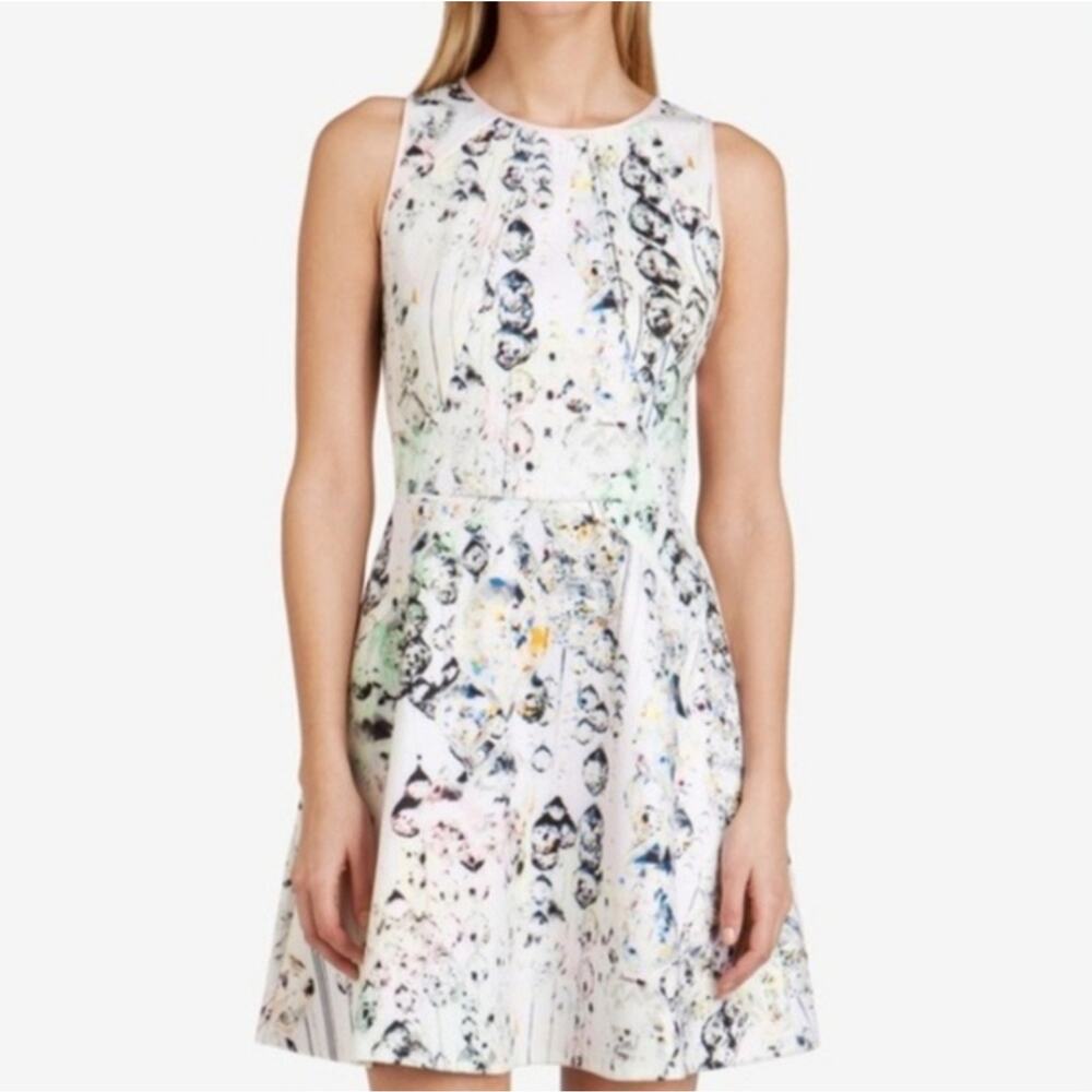 Ted Baker White and Black Abstract Mini Dress
